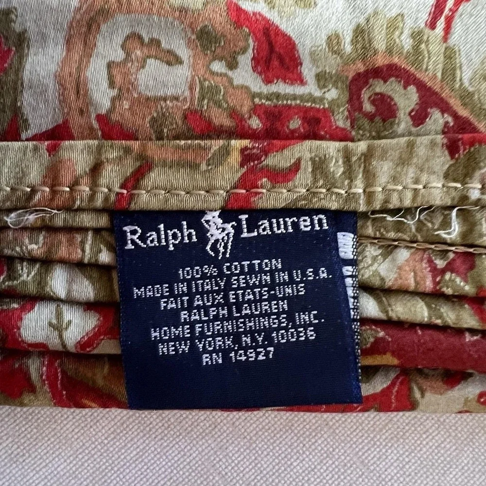 Ralph Lauren Vtg Randolph Galahad Queen Flat Sheet Red Gold Paisley Retired 90's